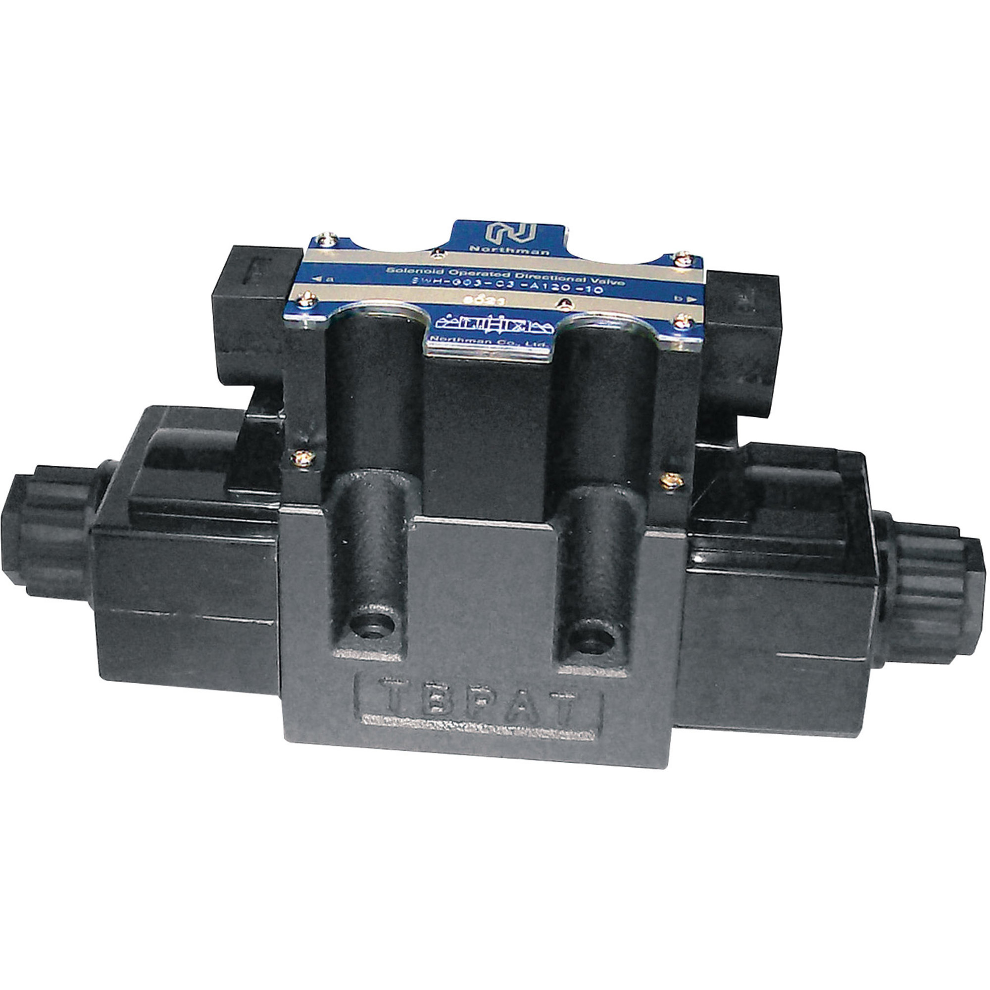 Northman Fluid Power Hydraulic Directional Control Valve – 26.4 GPM, 4,500 PSI, 3-Position, Double Solenoid, Closed Center Spool, 12 Volt DC Solenoids, Model# SWH-G03-C2-D12-10